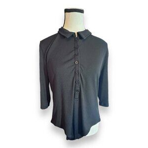 Women’s 1X Debase High Collar Half Button Black Bodysuit 14 16